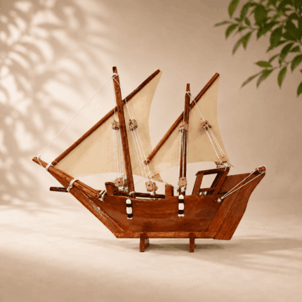 Handcrafted Teak Wood Sailing Boat – Traditional Wooden Decor