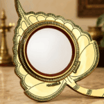 Aranmula Kannadi – Alila Model with Back Stand | Authentic Traditional Handcrafted Metal Mirror from Kerala - 3" - Image 2