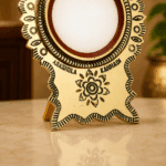 Aranmula Kannadi – Authentic 3" Traditional Handcrafted Metal Mirror with Back Stand from Kerala - Image 3