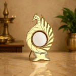 Aranmula Kannadi – Peacock Model with Back Stand | Authentic Traditional Handcrafted Metal Mirror from Kerala - 2.5"