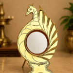 Aranmula Kannadi – Peacock Model with Back Stand | Authentic Traditional Handcrafted Metal Mirror from Kerala - 2.5" - Image 2