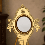 Aranmula Kannadi – Round Shank with Back Stand | Authentic Traditional Handcrafted Metal Mirror from Kerala - Image 2