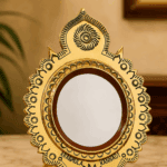 Aranmula Kannadi – Round Frame with Back Stand | Authentic Traditional Handcrafted Metal Mirror from Kerala - 2.75" - Image 2
