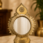 Aranmula Kannadi – Elegant Round Model with Back Stand | Authentic Traditional Handcrafted Metal Mirror from Kerala - 4" - Image 3