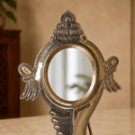 Aranmula Kannadi – Shank Stand Vertical Model | Authentic Traditional Handcrafted Metal Mirror from Kerala - 3" - Image 2