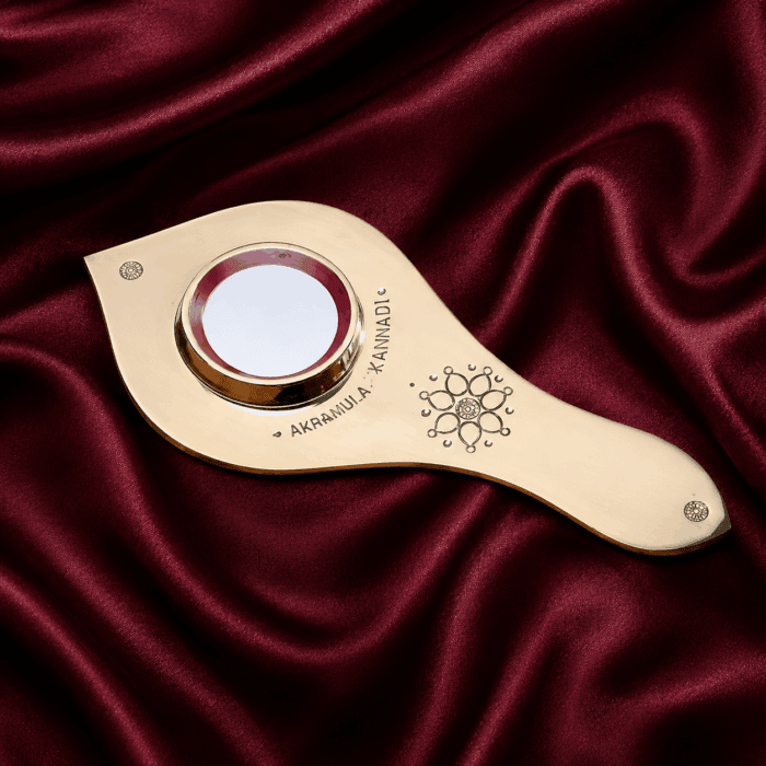 vaal kannadi 10(1) Aranmula Kannadi (Valkannadi) – Authentic Traditional Handcrafted Metal Mirror from Kerala - 1.75" - Image 1