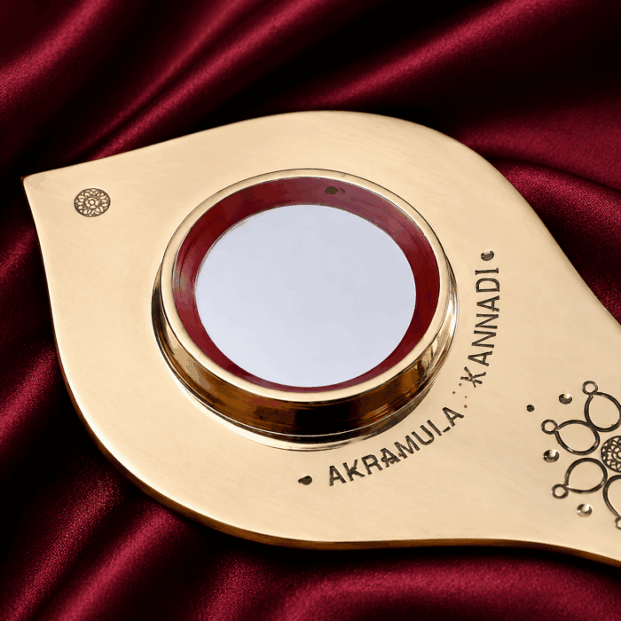 Aranmula Kannadi (Valkannadi) – Authentic Traditional Handcrafted Metal Mirror from Kerala -  1.75" - Image 3